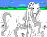 gyerek - Barbie and pony coloring game